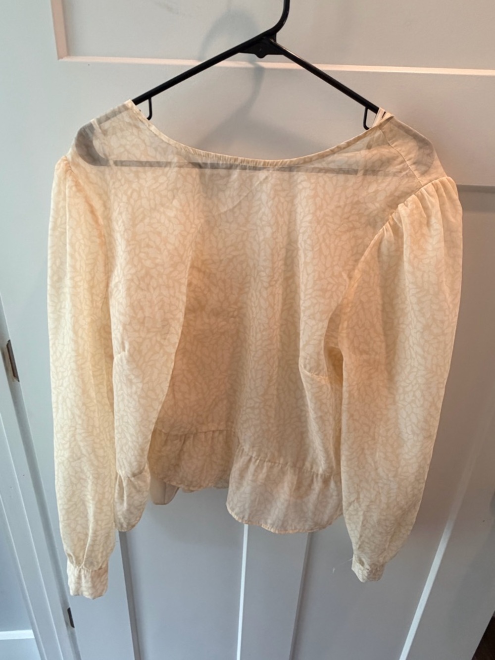 LOFT Blouse XL Cream Peplum Long Sleeve Soft Feminine Lightweight Top